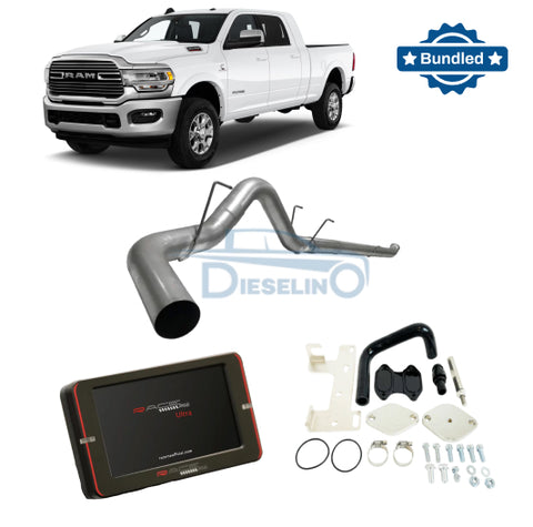 Full delete kit with 4 inch straight exhaust, RaceME Ultra tuner and EGR kit for Ram 6.7L Cummins 2022-2024